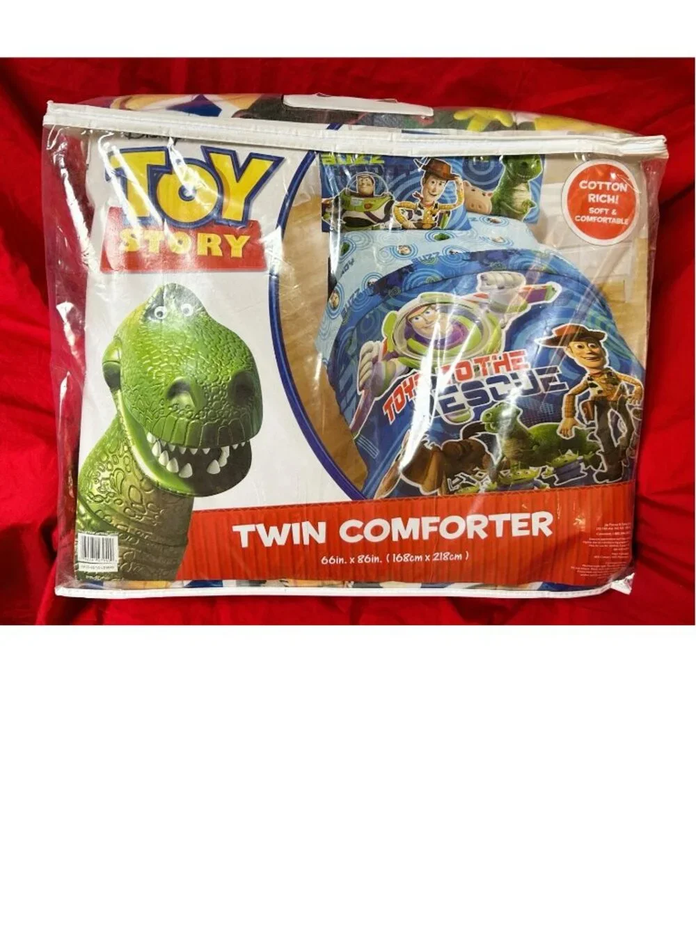 NEW~TWIN sz Comforter+Sheet Set~vintage Disney Toy Story Buzz Woody Rex dinosaur